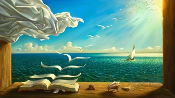 Surrealism Painting - diary of discoveries surrealism books seagulls ship